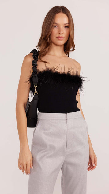 MKP Aster Feather Trim Top – Miss Cocky