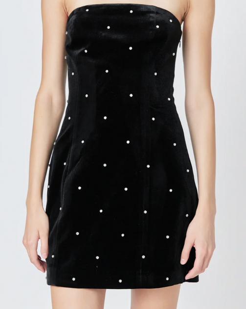 ELR Strapless Velvet Rhinestone Mini Dress  Miss Cocky