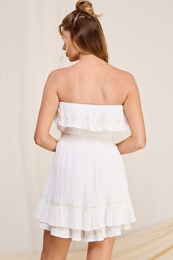 AE Smocked Waist Lace Detail Romper - Off White