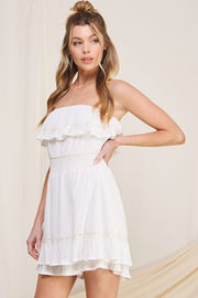 AE Smocked Waist Lace Detail Romper - Off White
