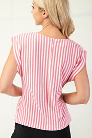 GM Striped Pleated Waist Top