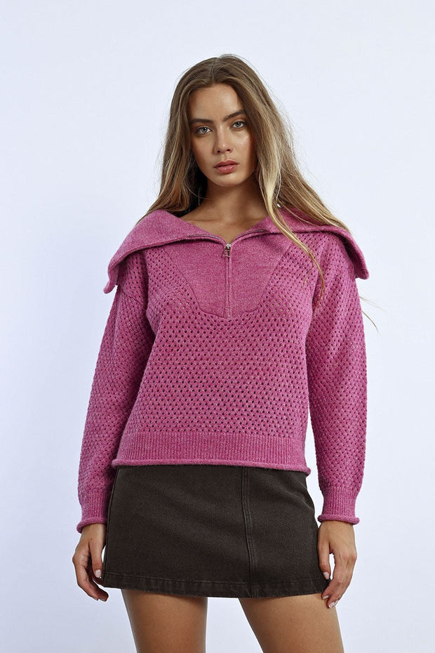 MBN Tinsel Knit 1/4 Zip Sweater