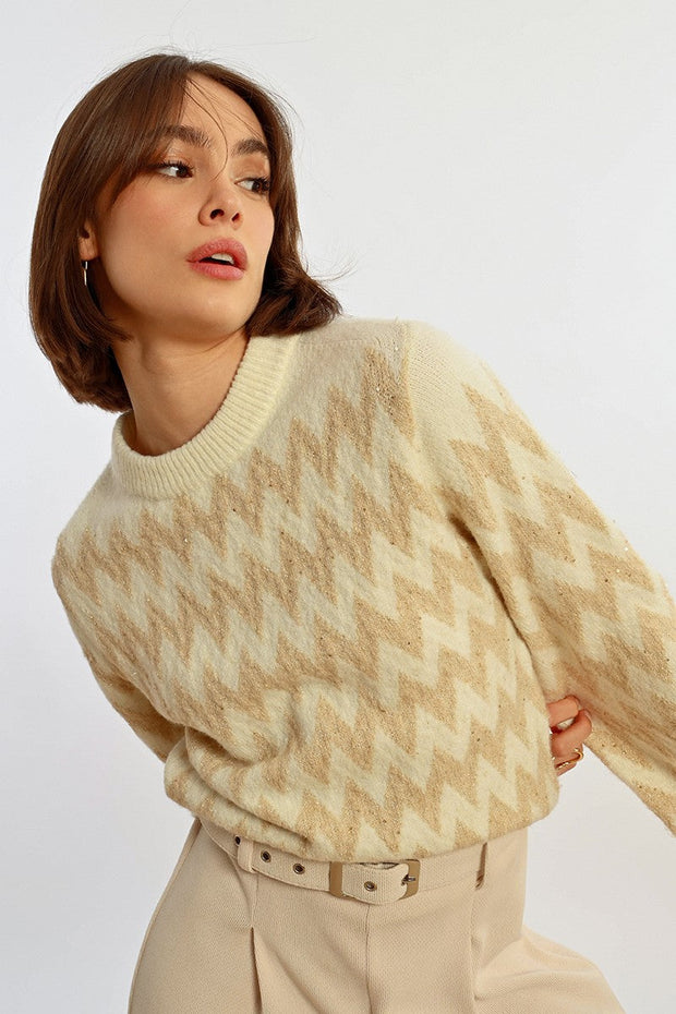 MBN Gold Tinsel Chevron Sweater