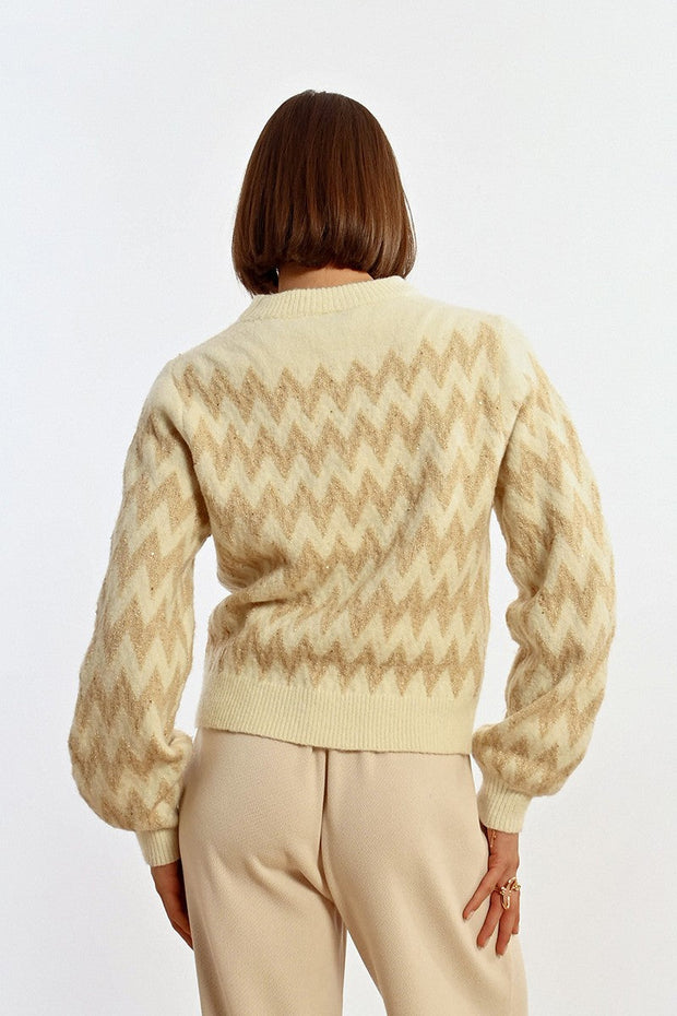 MBN Gold Tinsel Chevron Sweater