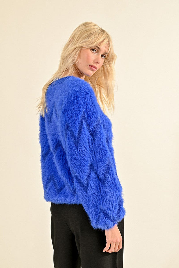 MBN Fuzzy Zig Zag Sweater