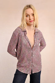 MBN Sequin Button Up Blouse