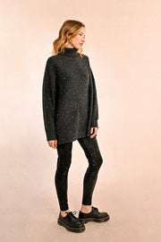 MBN Turtle Neck Sequin Sweater - Ash Grey