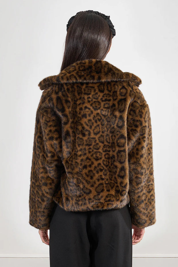 MBN Faux Fur Leopard Print Jacket