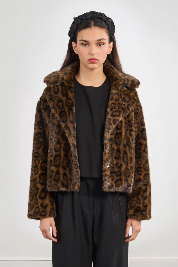MBN Faux Fur Leopard Print Jacket