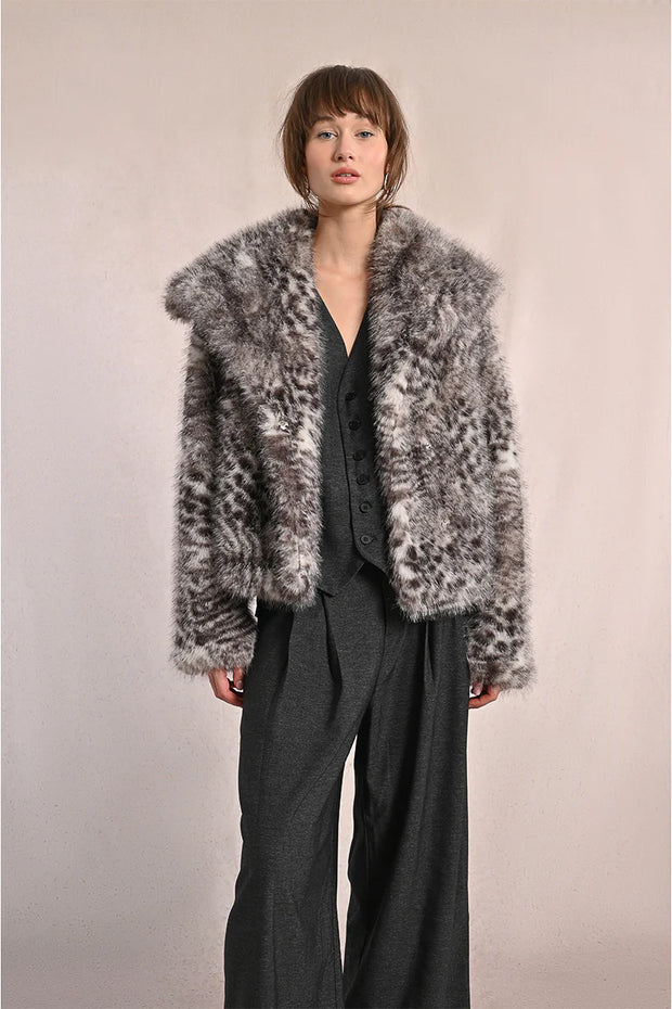 MBN Snow Leopard Fuzzy Jacket