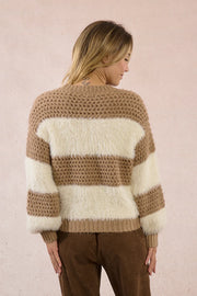 MBN Striped Fuzzy Sweater