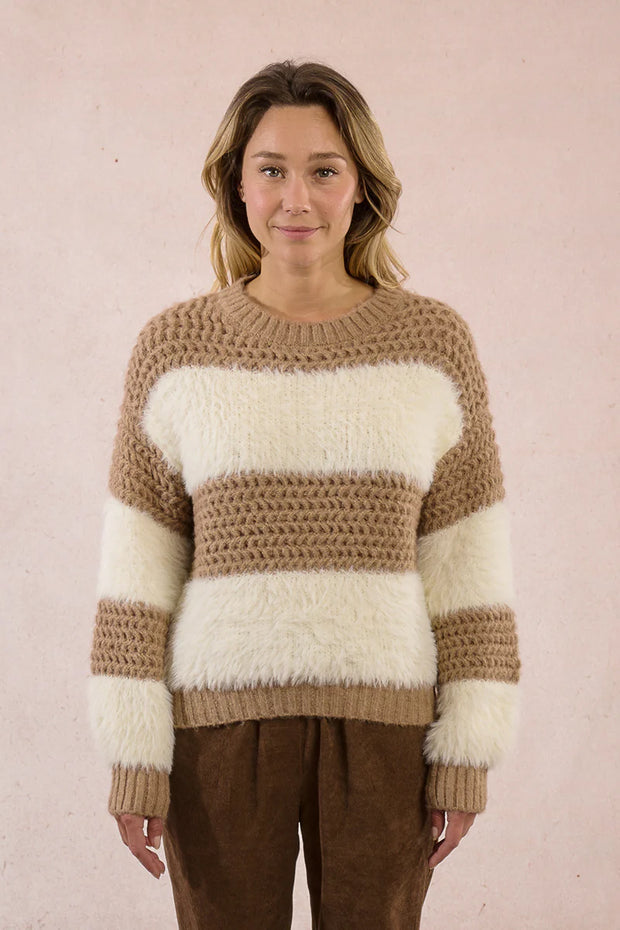 MBN Striped Fuzzy Sweater
