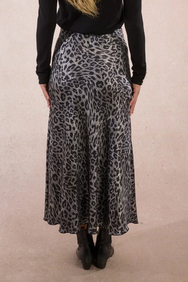 MBN Metallic Leopard Midi Skirt