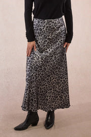 MBN Metallic Leopard Midi Skirt