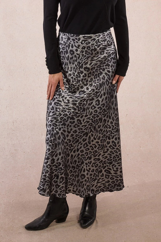 MBN Metallic Leopard Midi Skirt