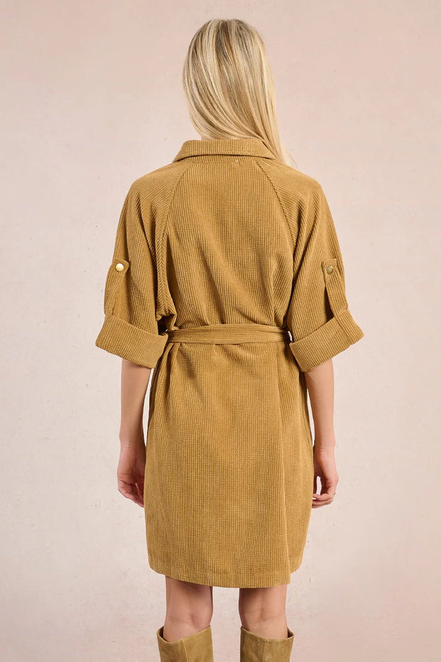 MBN Corduroy Belted Mini Dress