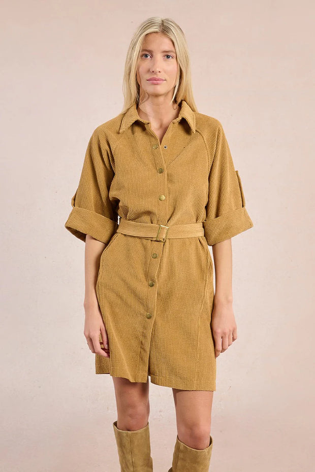 MBN Corduroy Belted Mini Dress