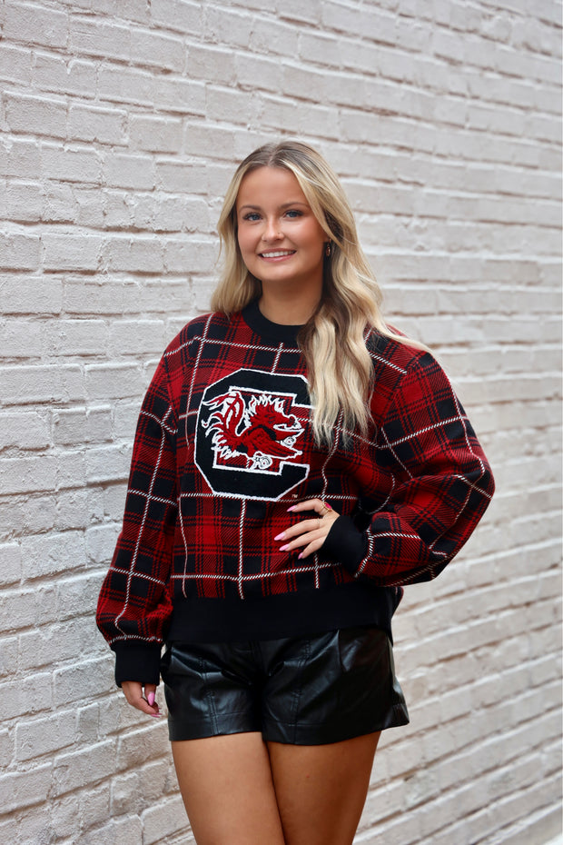 QS Block C Plaid Mascot Sweater