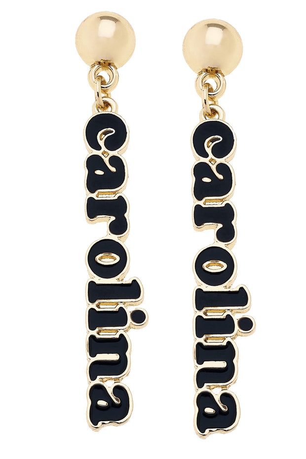 CV Carolina Slogan Earrings in Black/Shiny Gold