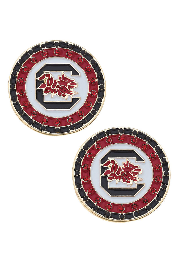 CV Gamecocks Pave Disc Stud Earrings