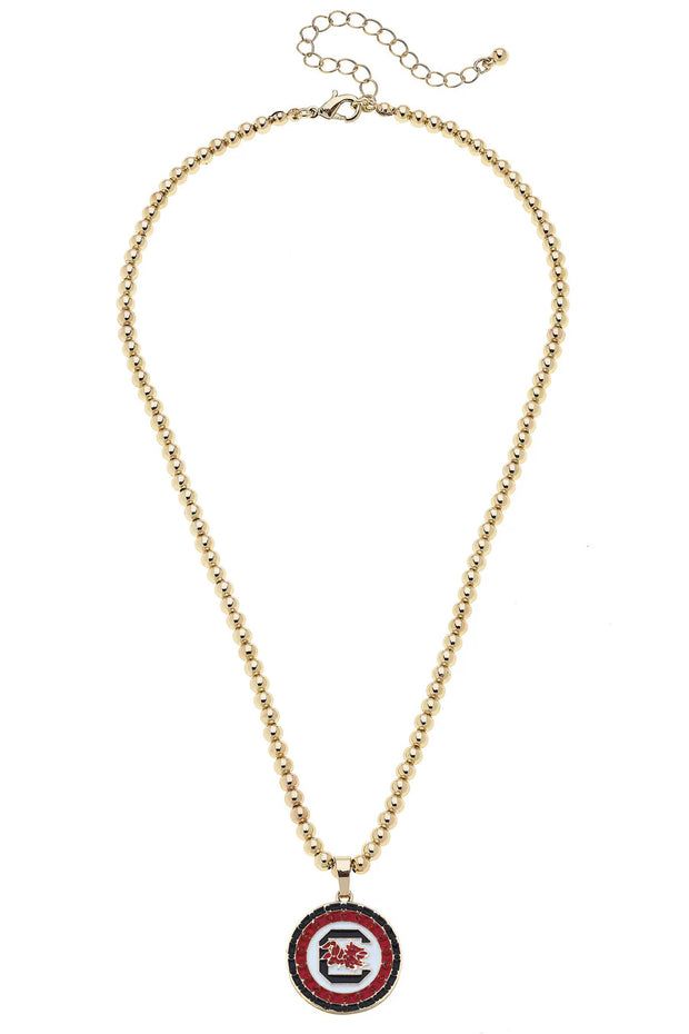 CV Block C Pave Disc Necklace