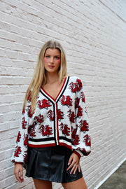 QS Gamecock Knit Rhinestone Cardigan