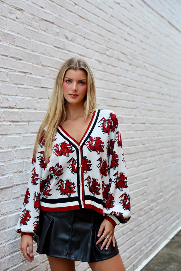 QS Gamecock Knit Rhinestone Cardigan