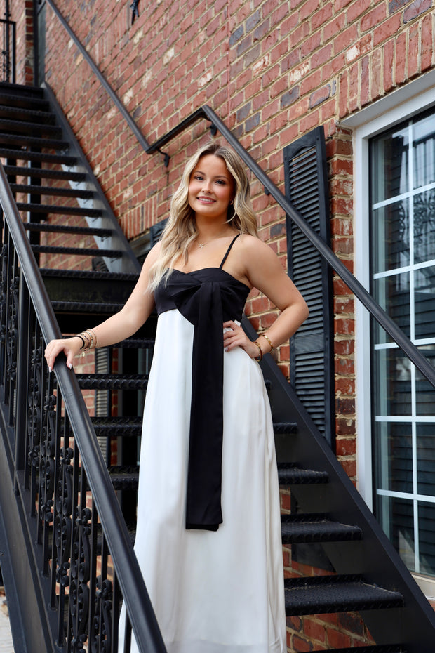 TC Bow Two Tone Maxi Dress
