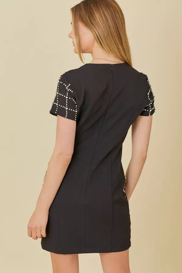 MST Round Neck Rhinestone Mini Dress Miss Cocky MST Round Neck Rhinestone Mini Dress Miss Cocky