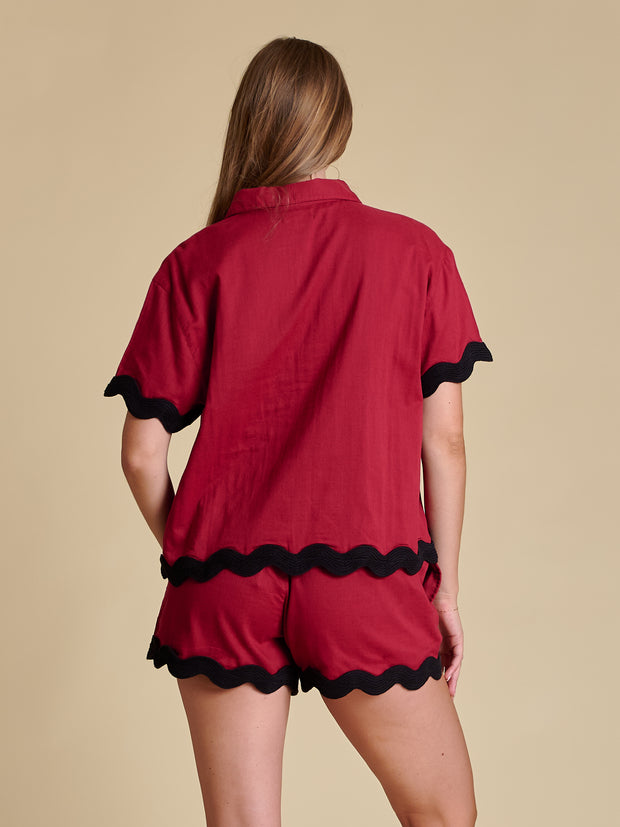 SE Garnet Gauze Rick Rack Shorts