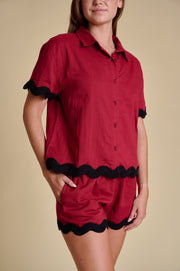 SE Garnet Gauze Rick Rack Shorts