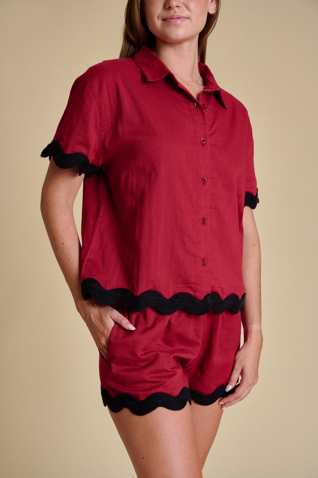 SE Garnet Gauze Rick Rack Shorts