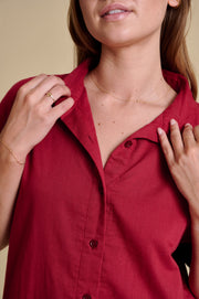 SE Garnet Gauze Rick Rack Button- Up