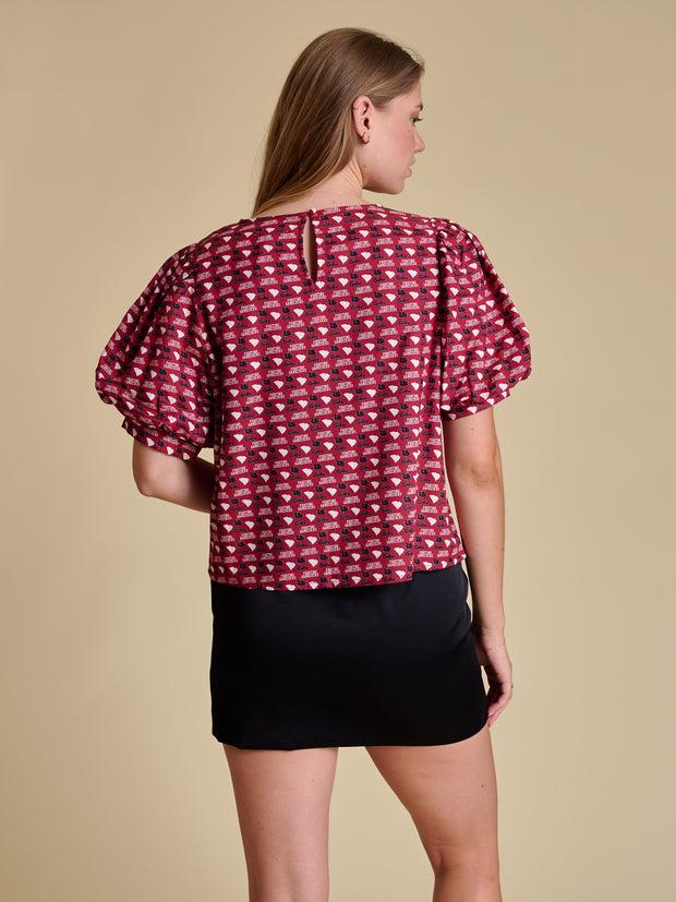SE SC Twill Puff Sleeve Blouse