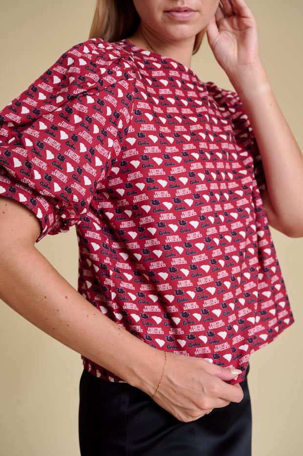 SE SC Twill Puff Sleeve Blouse