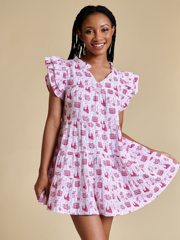 SE SC Team Toile Flutter Sleeve Dress