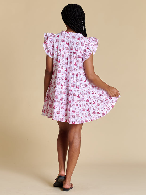 SE SC Team Toile Flutter Sleeve Dress