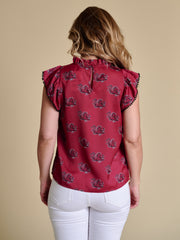 SE Poly Ruffle Sleeve Blouse