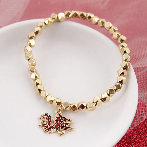 SJ South Carolina Gold Enamel Logo Stretch Bracelet