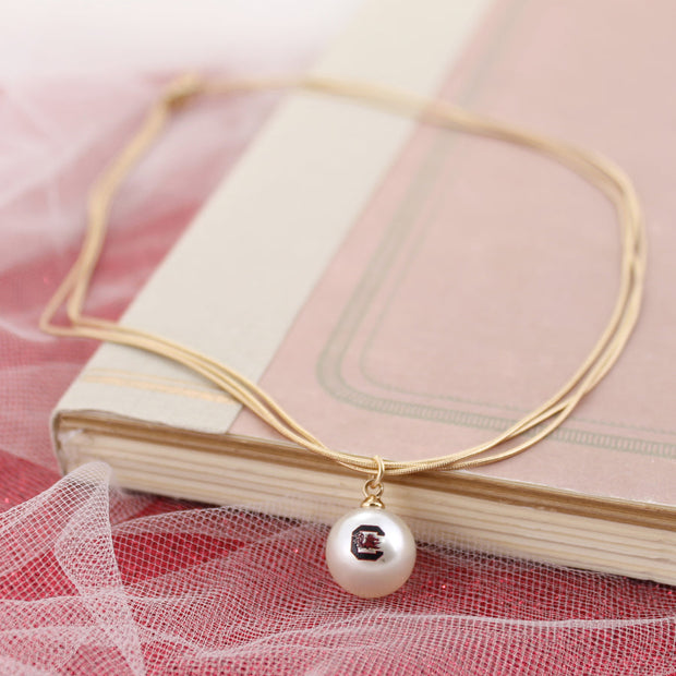 SJ 18” South Carolina Gold & Pearl Logo 3-Strand Necklace