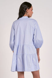 EN Striped Dress 3/4 Sleeve Collared