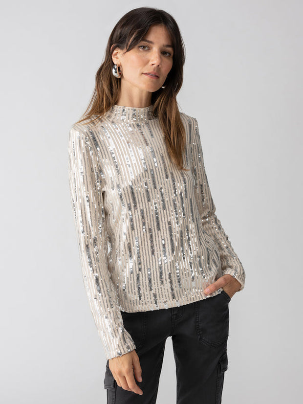 ST Sequin Mock Neck Top