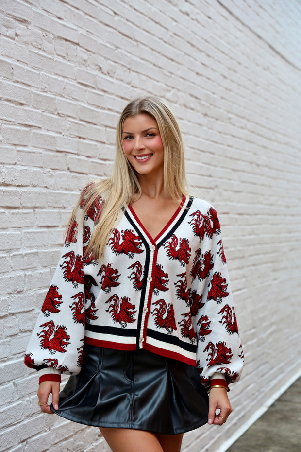 QS Gamecock Knit Rhinestone Cardigan