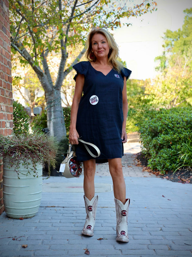 TB Chambray Flutter Shift Dress