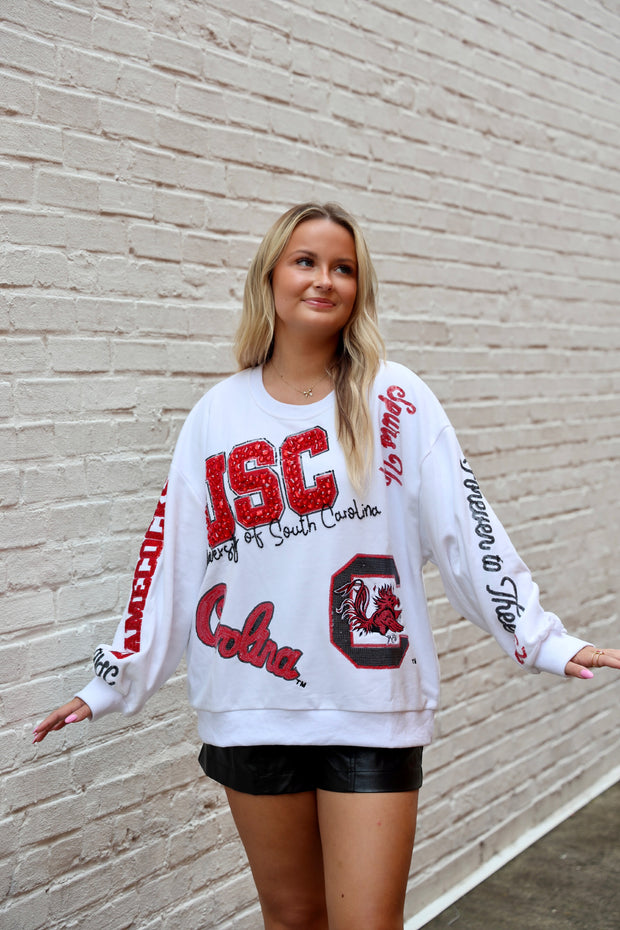QS USC Big Icons Scattered All Over Sweatshirts