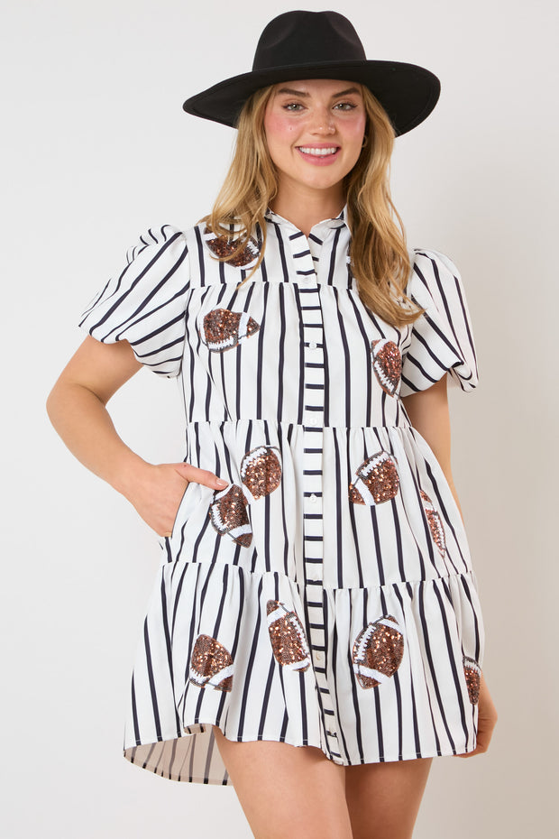 striped sequin shirt dress Mardi Gras Sequin Striped Polo Dress SM/MD