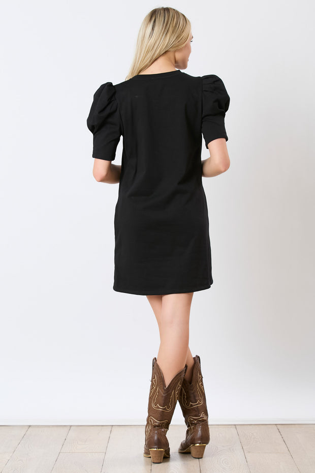 PE Football Bow Mini Dress - Black