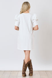 PE Football Bow Mini Dress - White