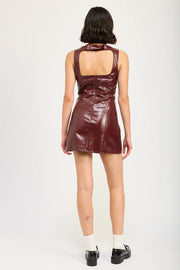 EMP Open Back Leather Mini Dress