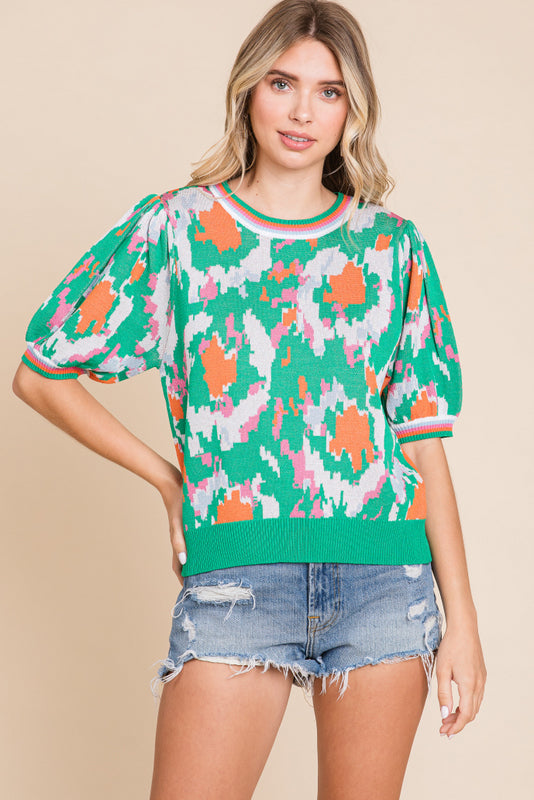 JF Puff Slv Mock Neck Top